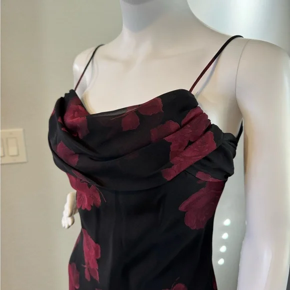 Betsy & Adam Whimsigoth Floral Cowl Neck Maxi Dress 90s VTG - Picture 2 of 7